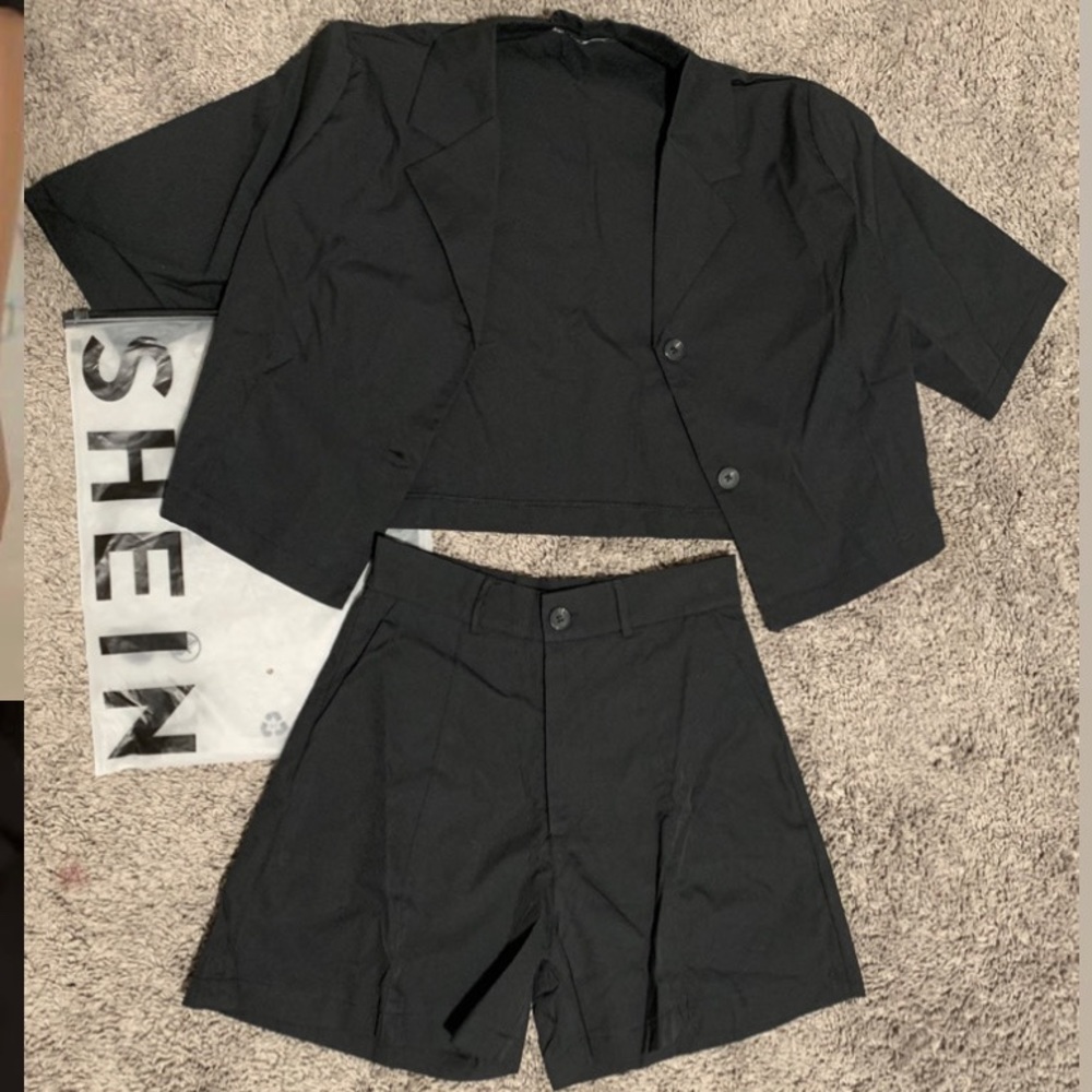 Black short and button up shirt set from SHEIN